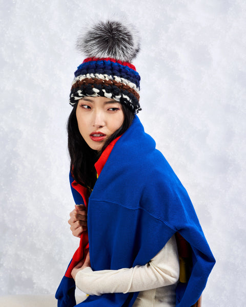 Ski Stripe Deep Beanie Pomster Well Heeled