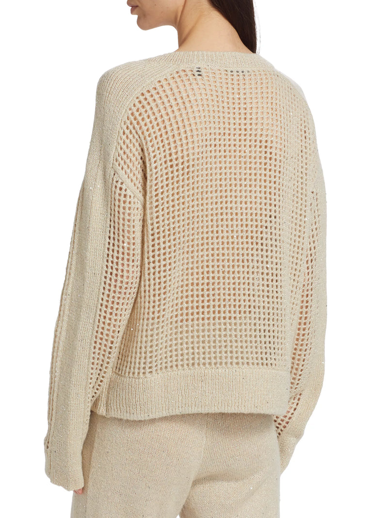 Sequin Net Sweater | Chalk