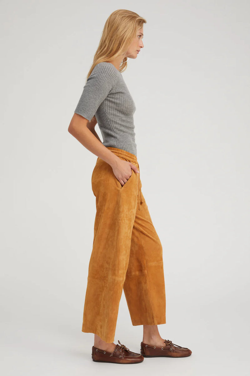 Cropped Baggy Leather Pants Nutmeg