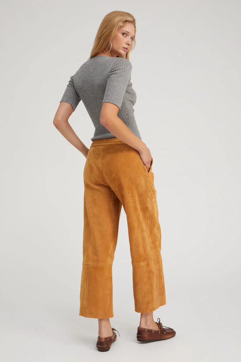 Cropped Baggy Leather Pants Nutmeg