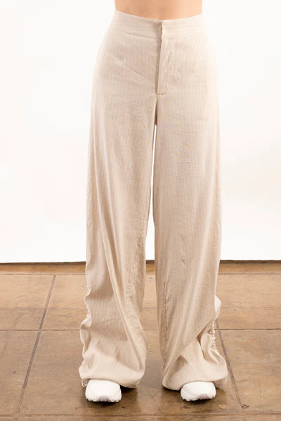 Yoshi Stretch Pin Stripe Linen Wide Pants