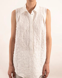 Raschel Collared Shell Top | White