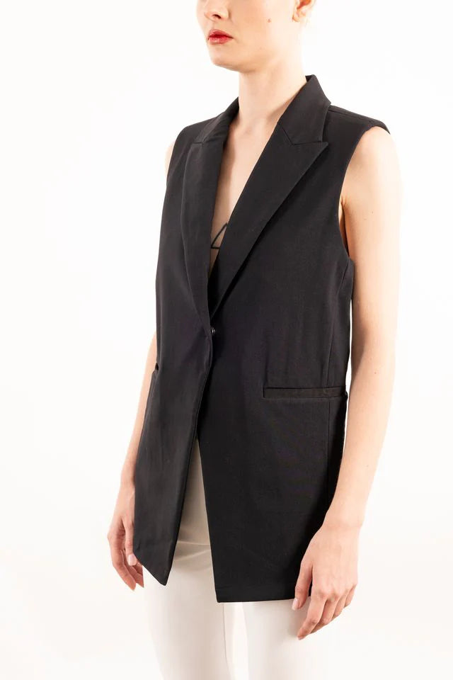 Yana Sleeveless Blazer | Black