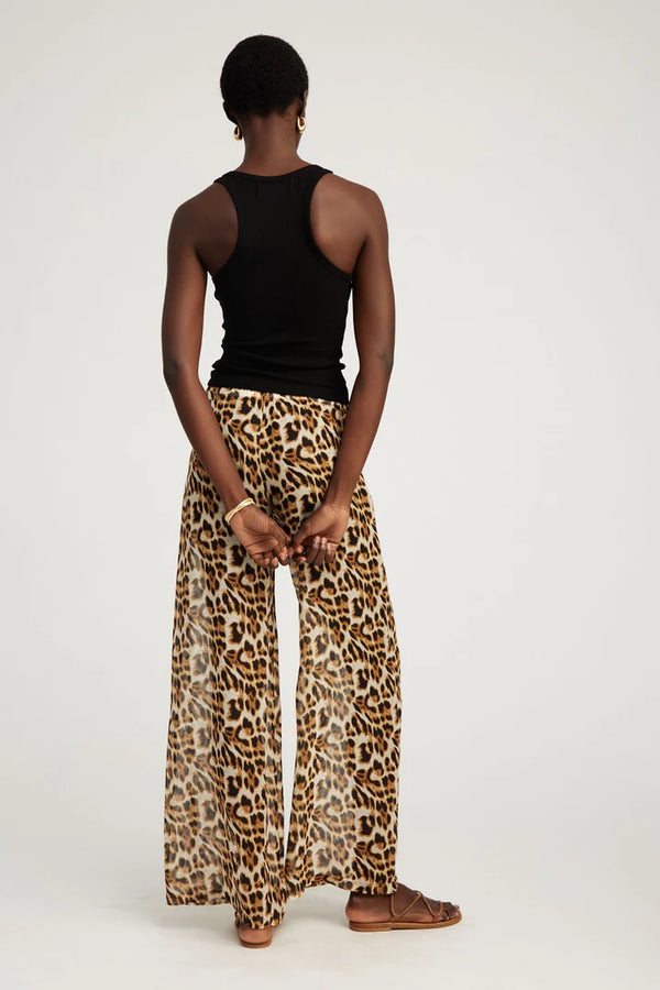 Wide Leg Chiffon Trouser | Leopard