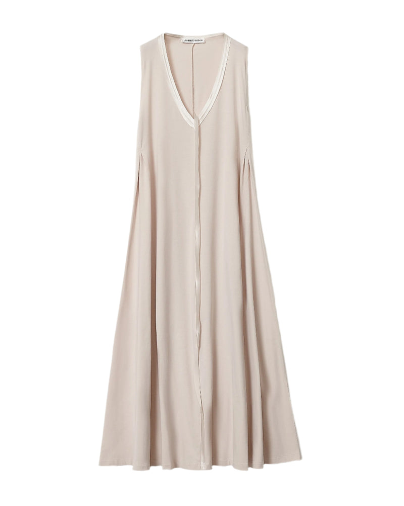 Flare Dress W/Silk detail | Light Taupe & Sand