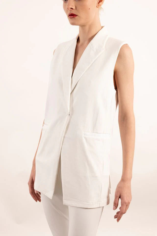 Yana Sleeveless Blazer | White