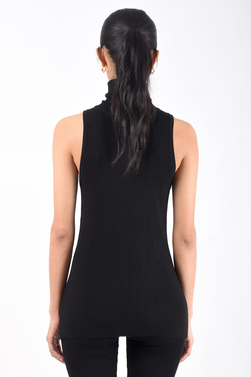 Turtleneck Merino Tank | Black