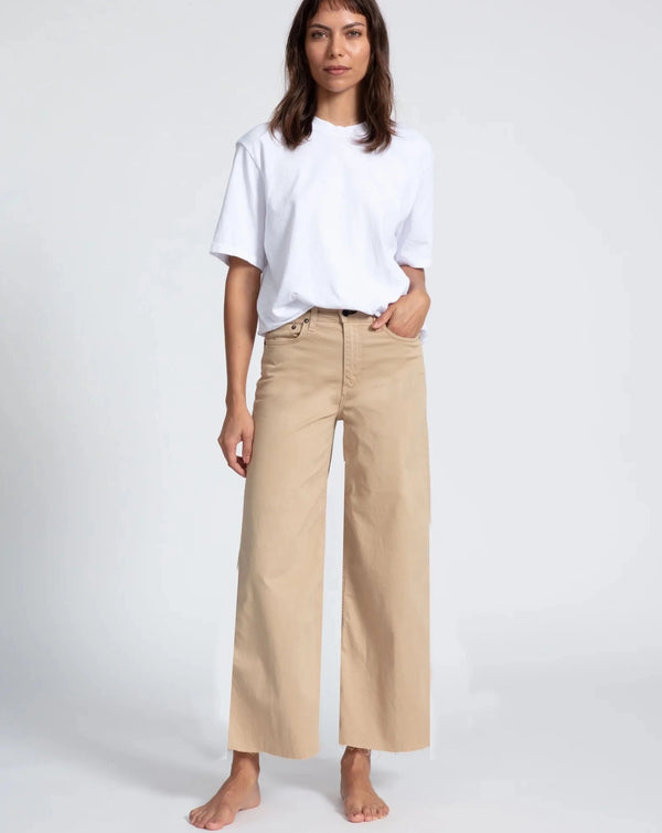 Crop Wide Leg Twill | Khaki