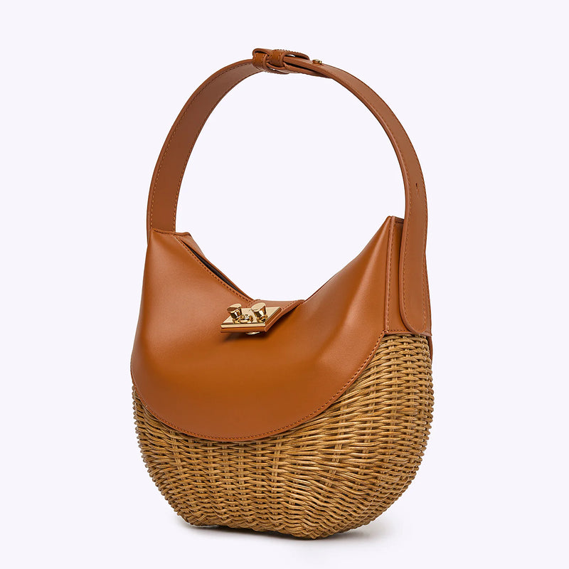 Straw Wicker Handbag | Orange