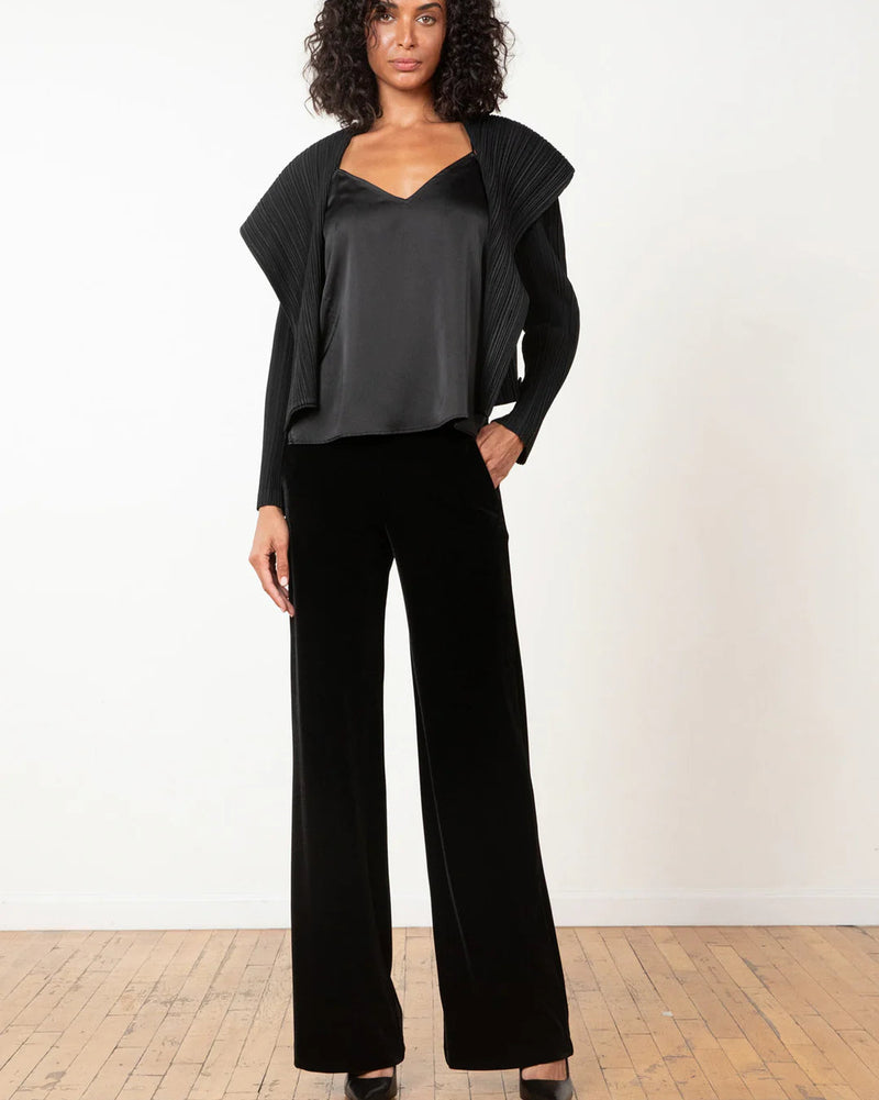 Carla Wide Leg Pant | Black Boucle