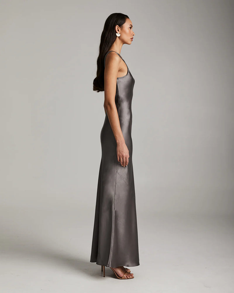 Double V Slip Dress | Silver Mink