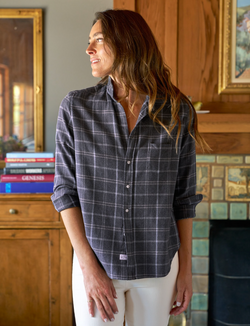 Eileen | Charcoal Blue Plaid