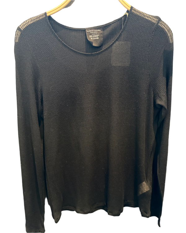 Laser Cut Long Sleeve Crew | Noir