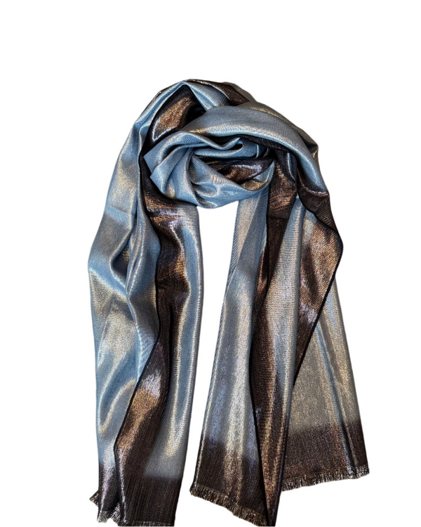 Silver Cashmere Scarf | Trench Blue