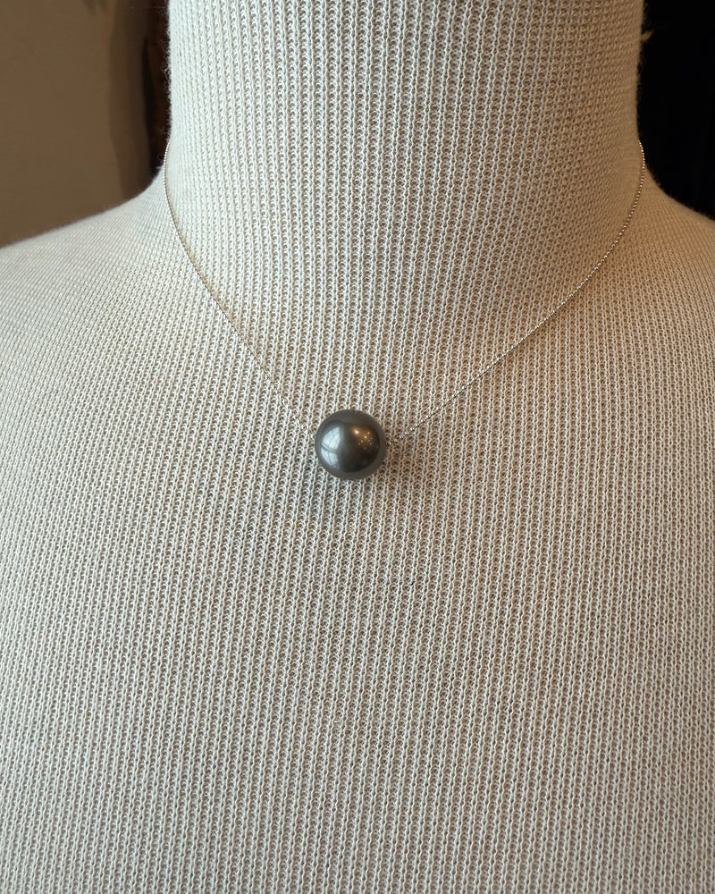 Floating Pearl Necklace | Silver