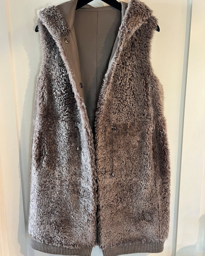 Nora Curly Shearling Car Coat | Ash Taupe