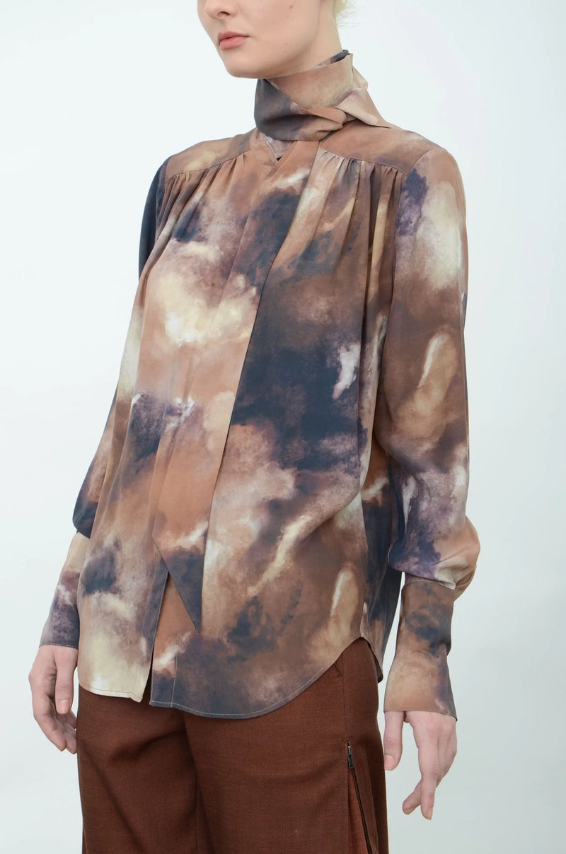 Aubrieta Blouse w/tie - Mink