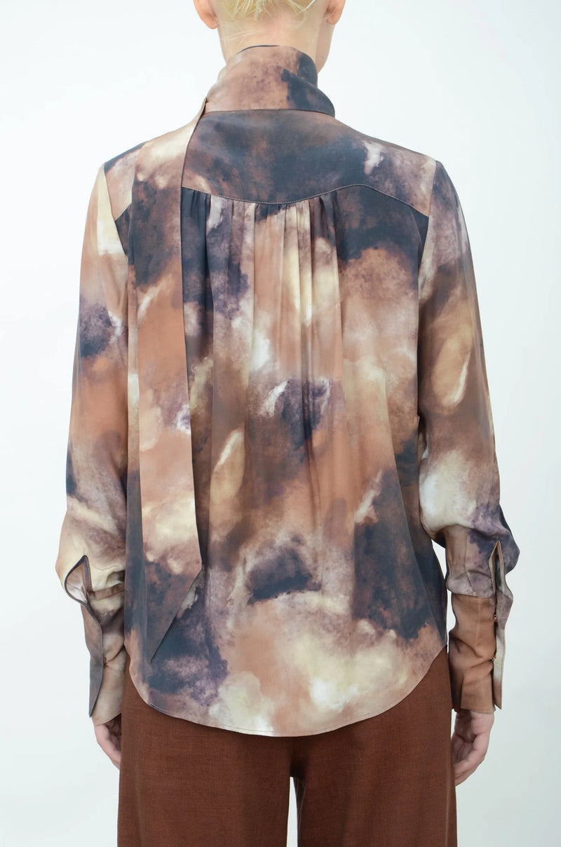 Aubrieta Blouse w/tie - Tie Dye Camo