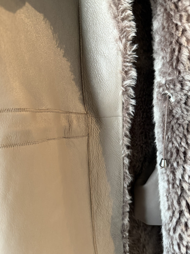 Nora Curly Shearling Car Coat | Ash Taupe