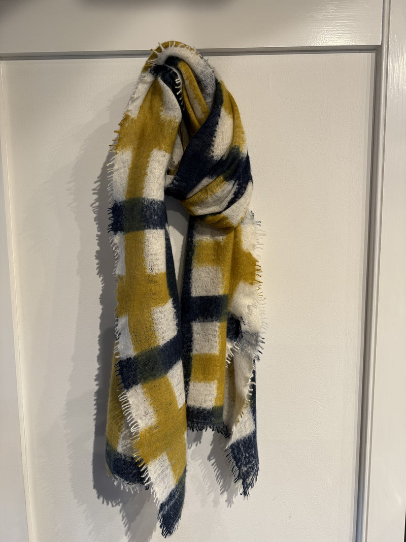 Felted Cashmere Grid Scarf