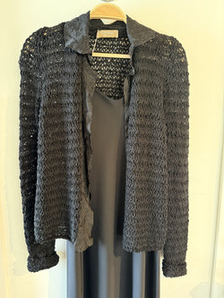 Knit Cardigan With Collar | Black Anthracite