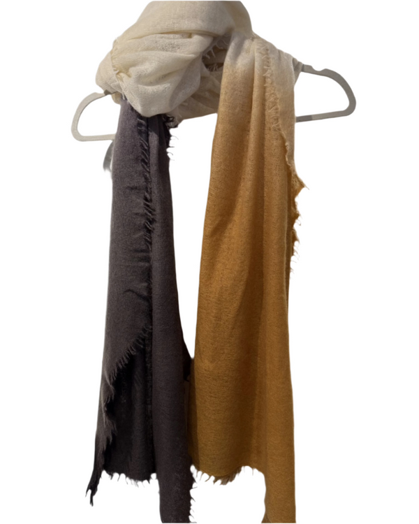 Cashmere Vertical Shading Scarf | Grey Camo Ivory