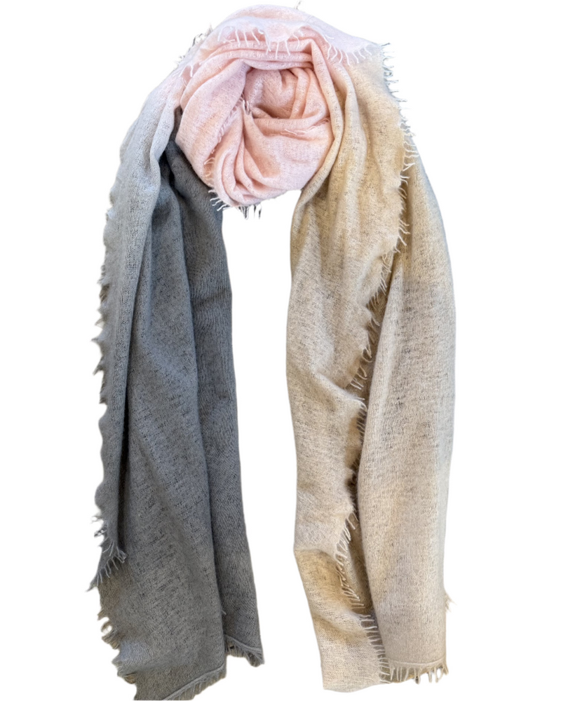 Cashmere Vertical Shading Scarf | Pink Camel Blue\Grey