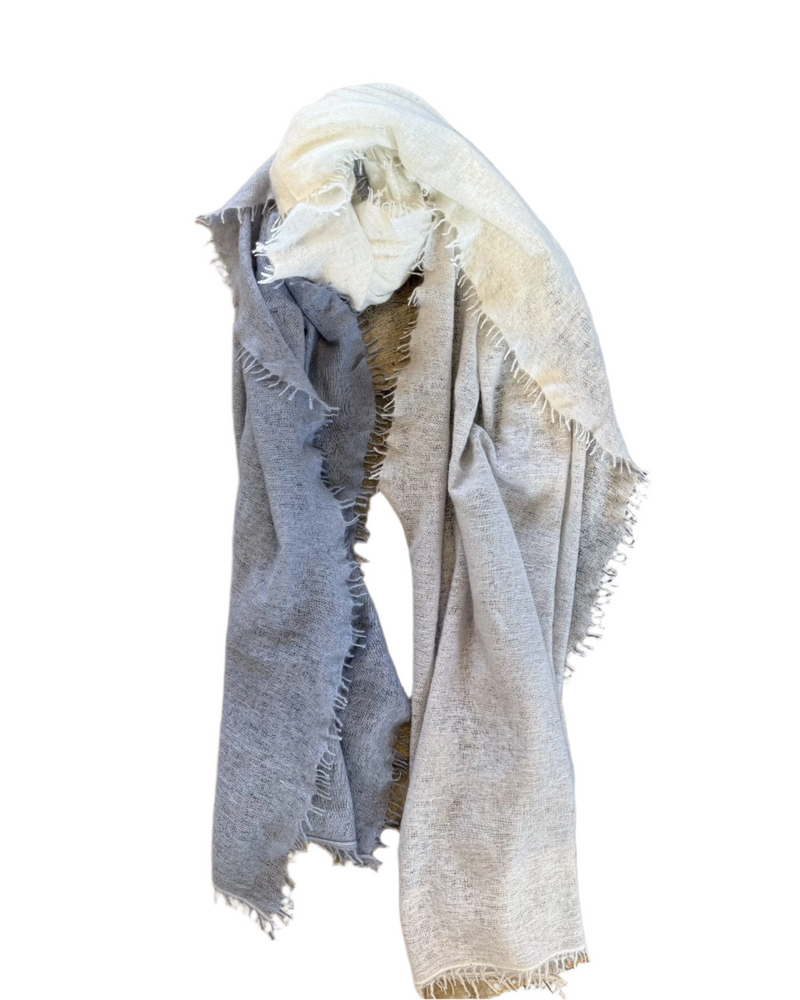 Cashmere Vertical Shading Scarf | Cecaelia Blue Grey White