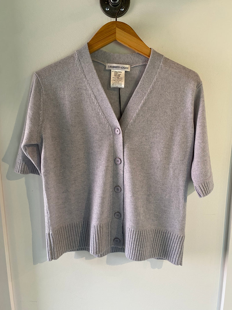 Elbow Sleeve Cardigan Sweater | Light Grey