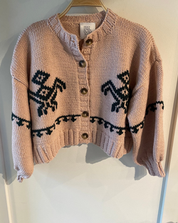 Inca Bird Chunky Cardi | Dusty Pink