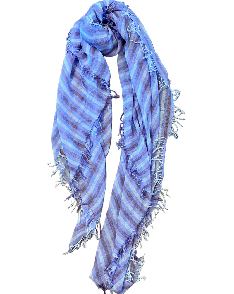 Periwinkle Stripes Cashmere & Silk Scarf