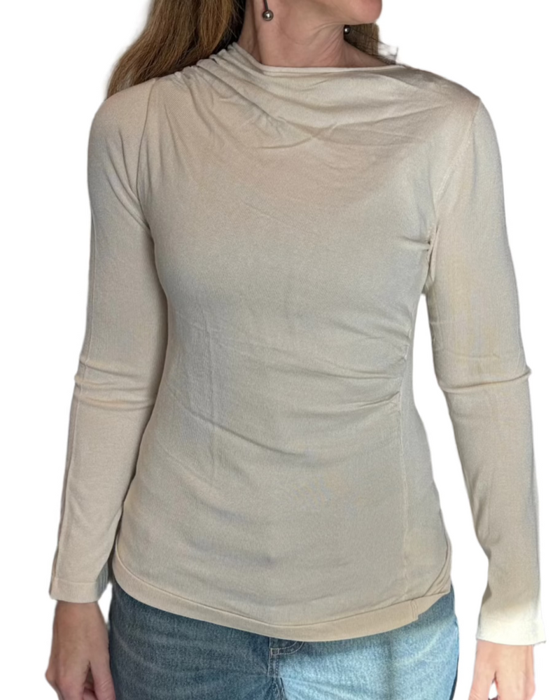 Jose Mock Neck Gathered | Ecru