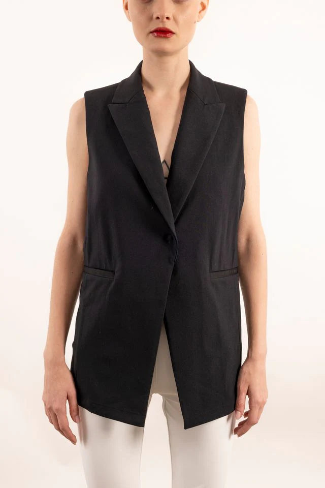 Yana Sleeveless Blazer | Black