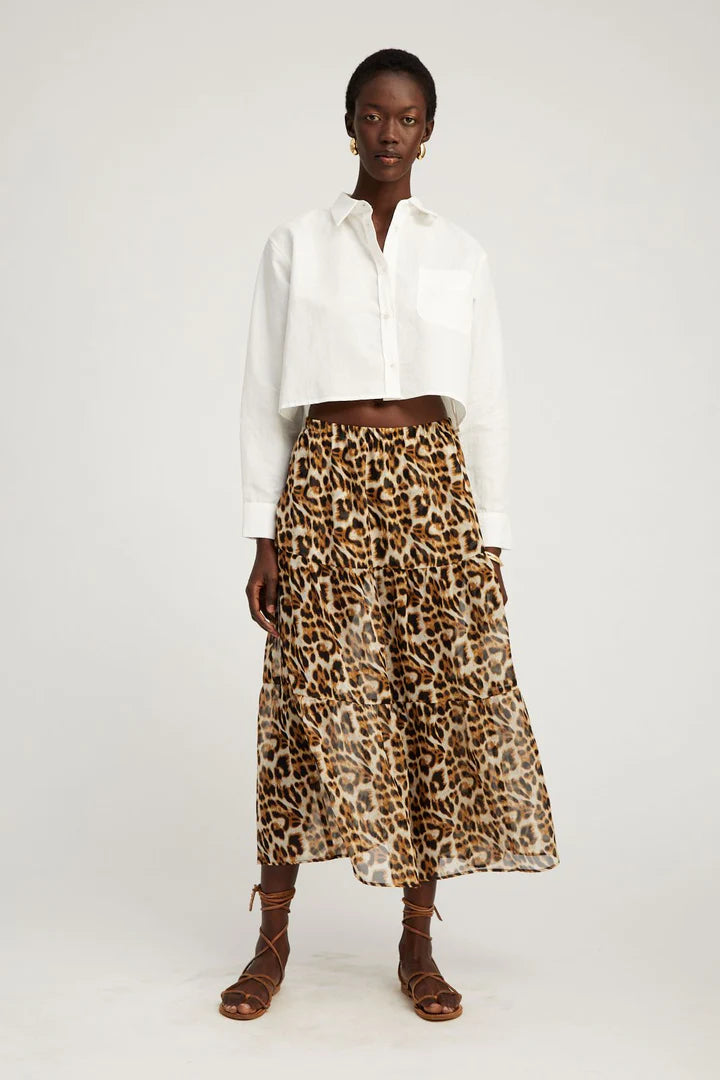 Ruffle Maxi Skirt | Leopard