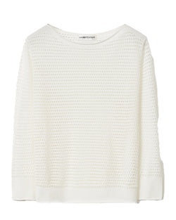 Boatneck Open Knit Pullover | Milk