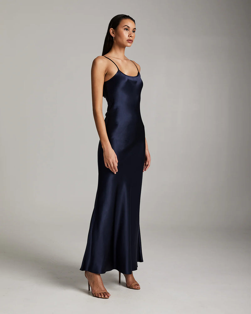 Liquid Slip Dress | Navy