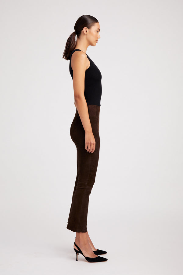 Ankle Flare Leather Legging | Americano