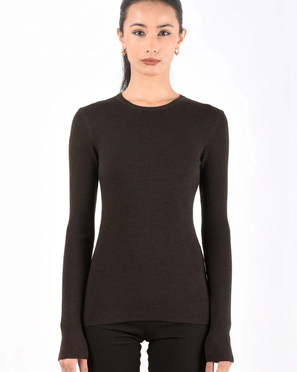 Knitted Long Sleeve Crew Neck | Black