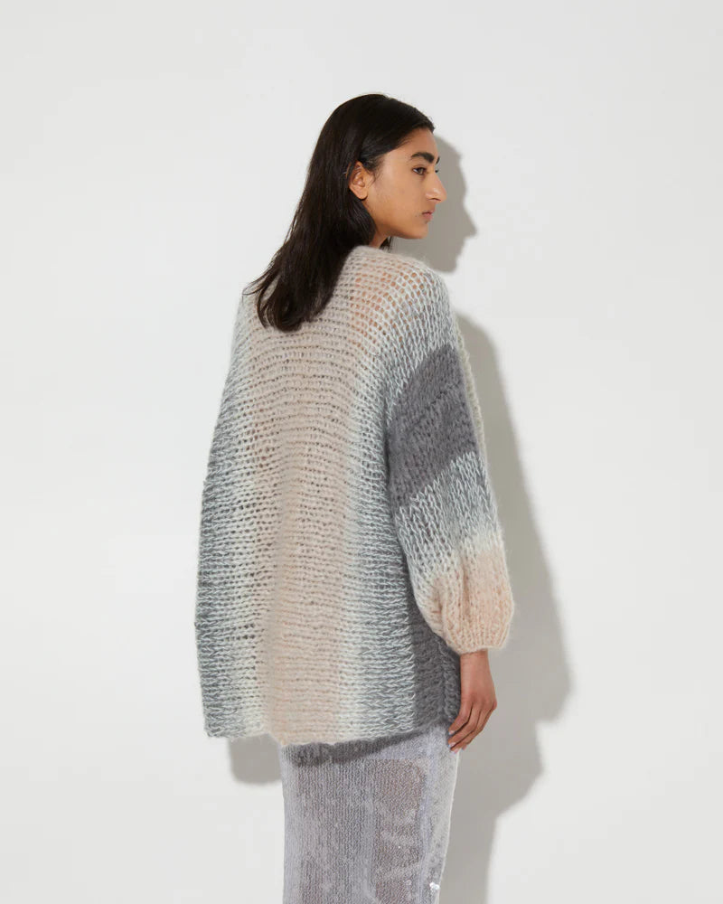 Mohair Big Cardigan | Ombre Grey & Beige