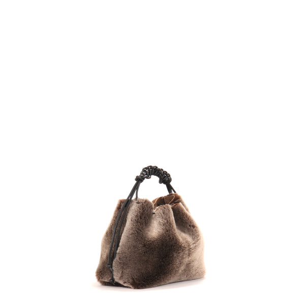 Mini Drawstring Bag | Fawn Shearling