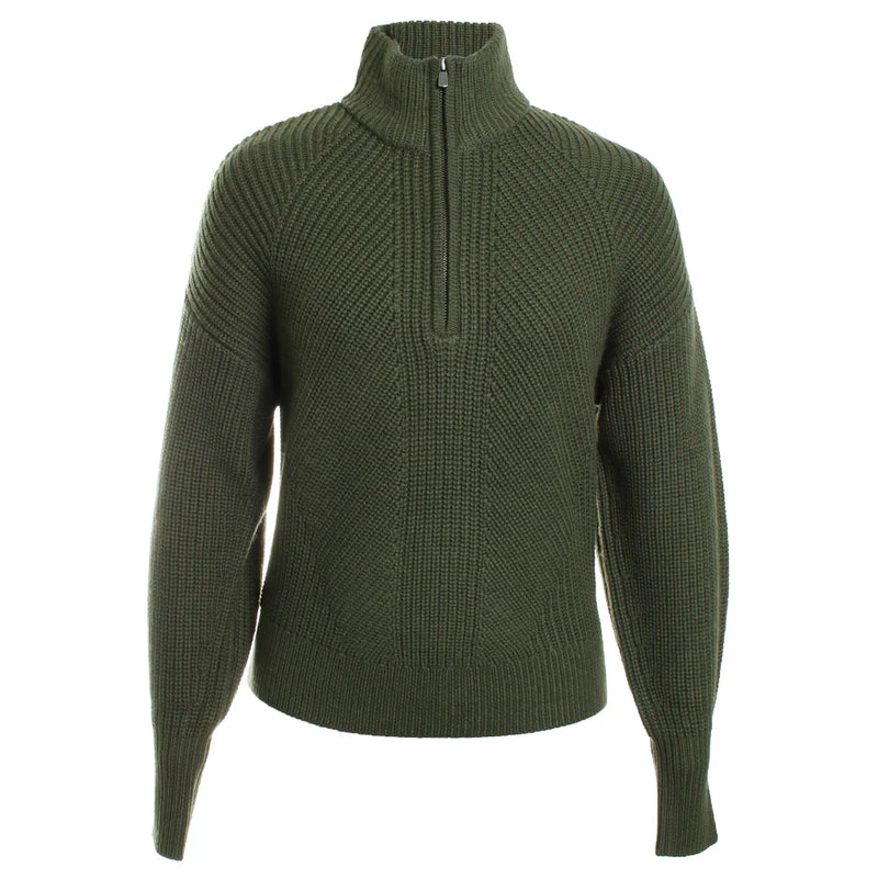 Merino Rib Half Zip | Kaki Chine