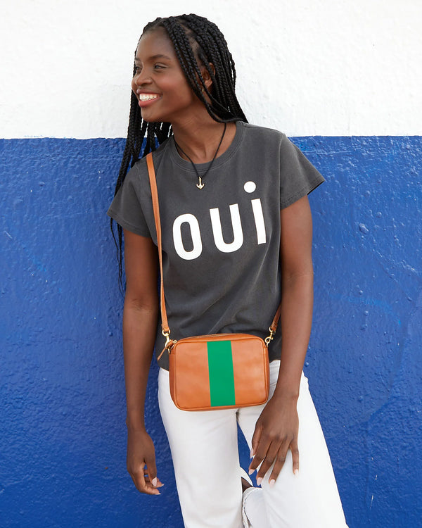 Midi Sac | Tan with Green Stripe