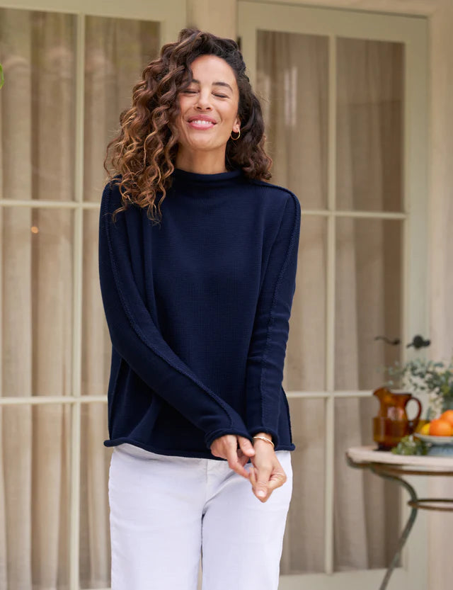 Monterey Cotton Roll Neck Navy