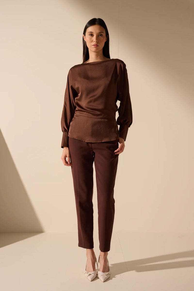 Jose Mock Neck Gathered | Brown