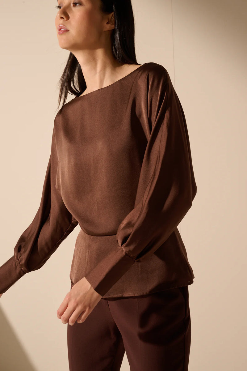 Jose Mock Neck Gathered | Brown