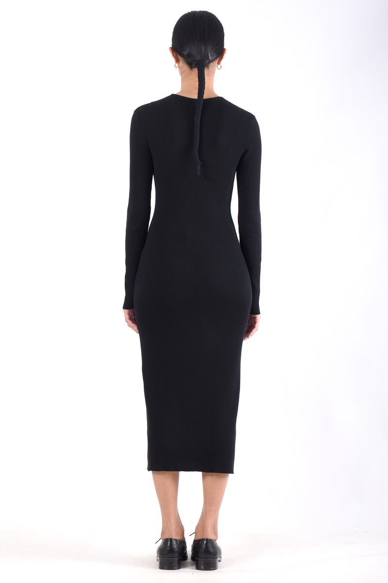 Long Sleeve Crewneck Dress | Black