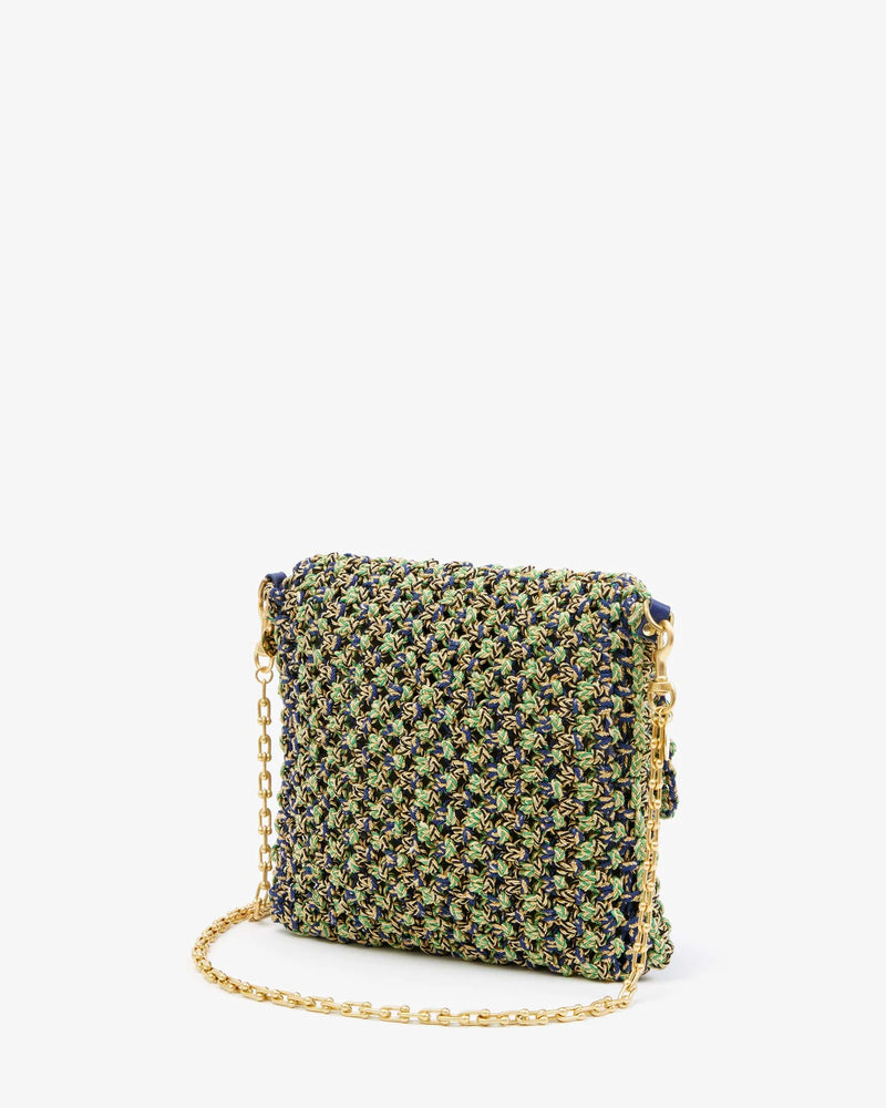 Ramya Bag | Metallic Crochet Navy Green