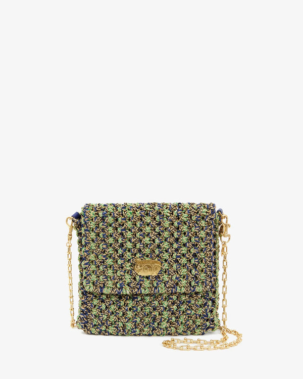 Ramya Bag | Metallic Crochet Navy Green