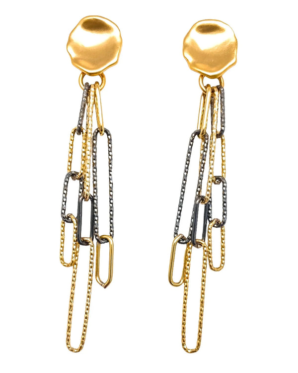 Rhodium and Gold Paperclip Earrings