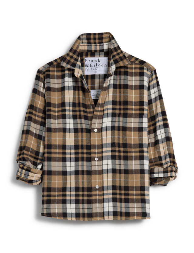 Silvio Untuckable Button-Up Shirt | Sand/Camel/Black Plaid